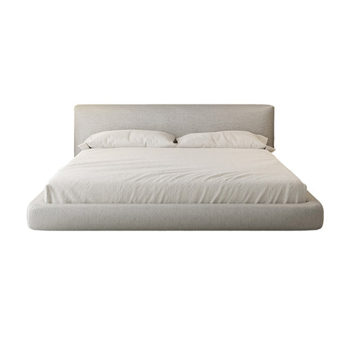 Amabilis Cotton Linen Gray Fabric Contemporary Rectangular Headboard Bed Frame